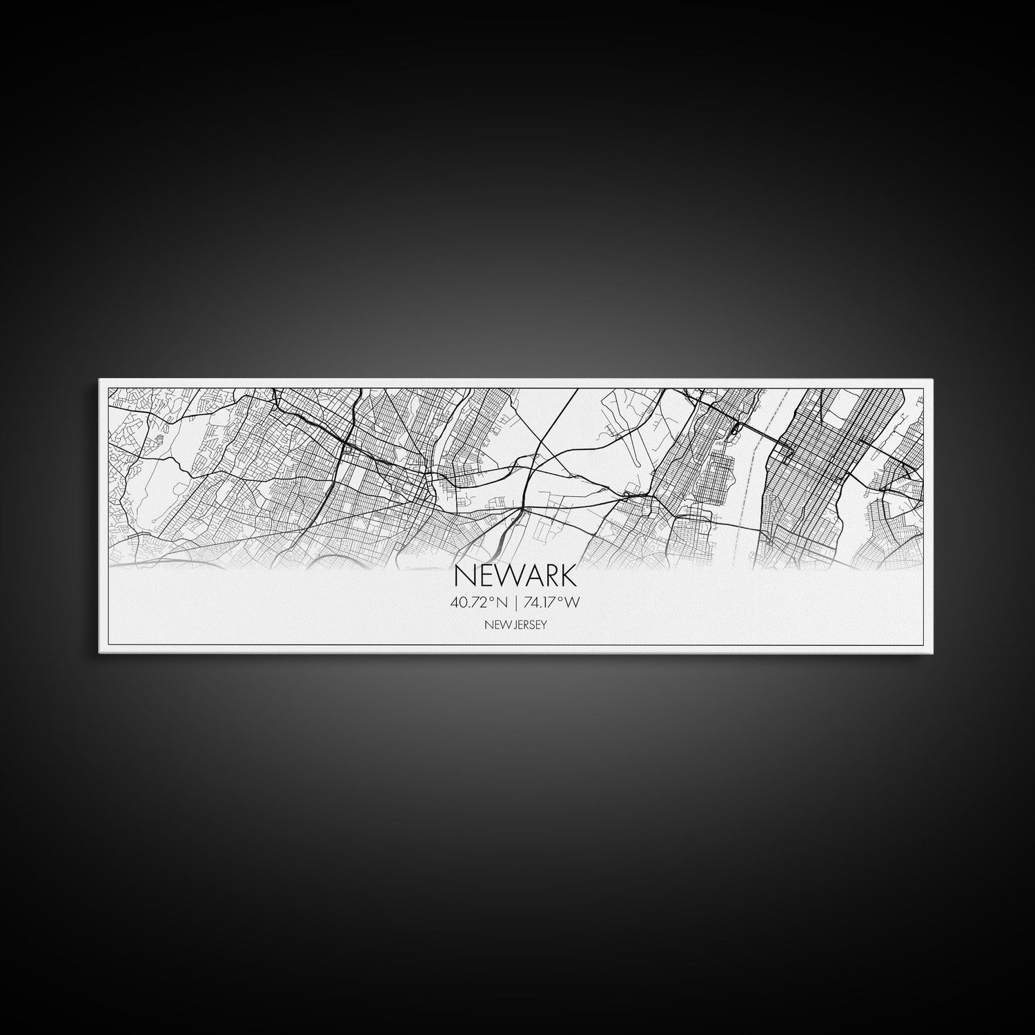 Panoramic Newark City Map, New Jersey Art, Map Print, Minimalist Wall Art, Canvas Art, Housewarming Gift, Street Map Art, Closing Gift