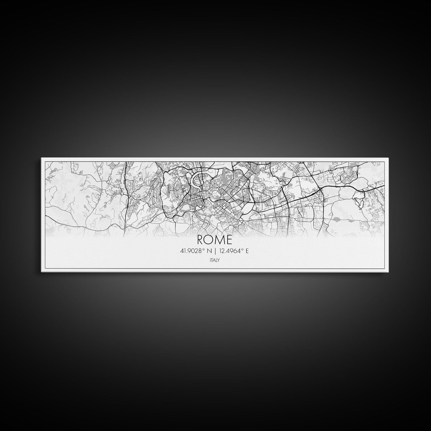 Panoramic Rome City Map, Italy Art, Map Print, Minimalist Wall Art, Canvas Art, Housewarming Gift, Street Map Art, Closing Gift