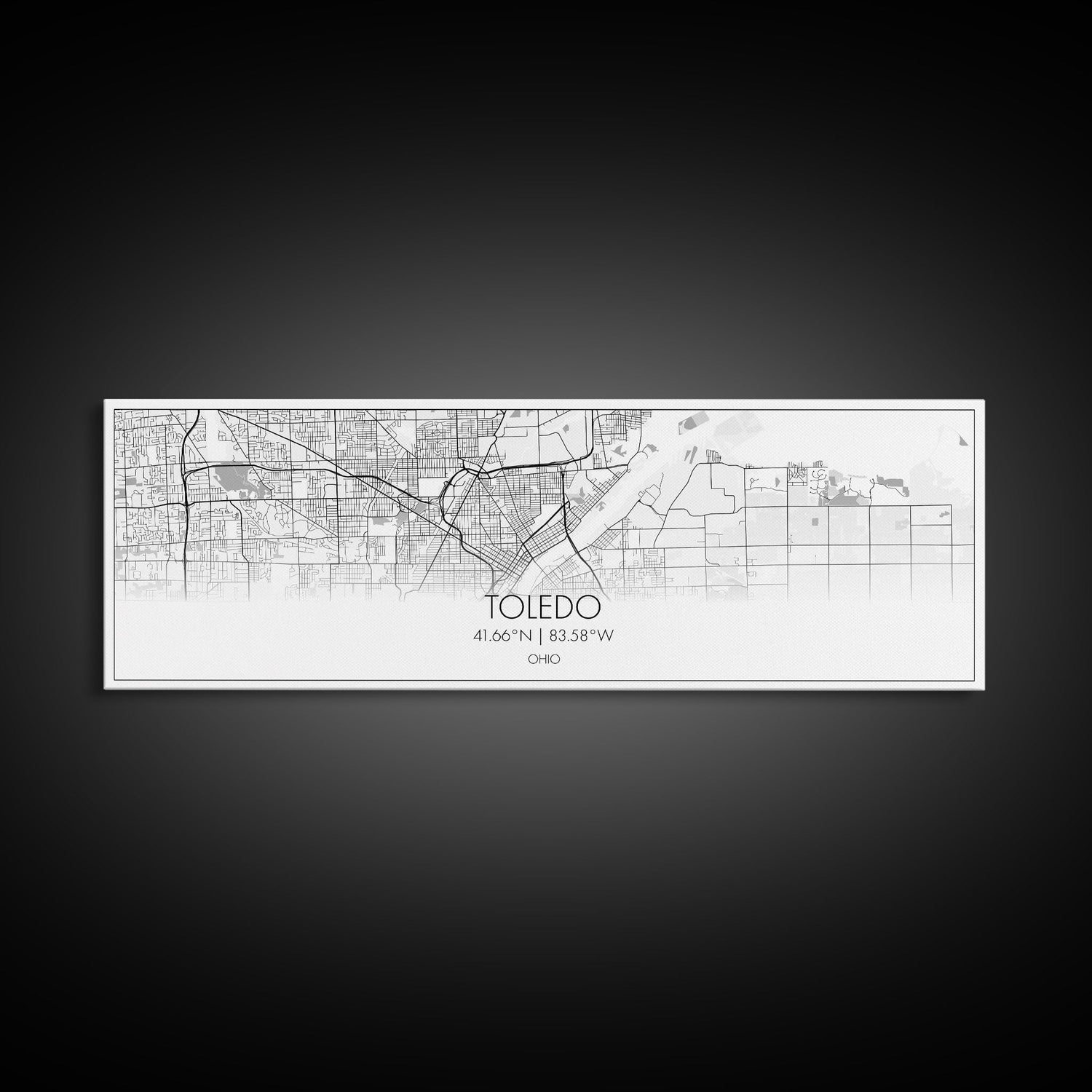Panoramic Toledo City Map, Ohio Art, Map Print, Minimalist Wall Art, Canvas Art, Housewarming Gift, Street Map Art, Closing Gift