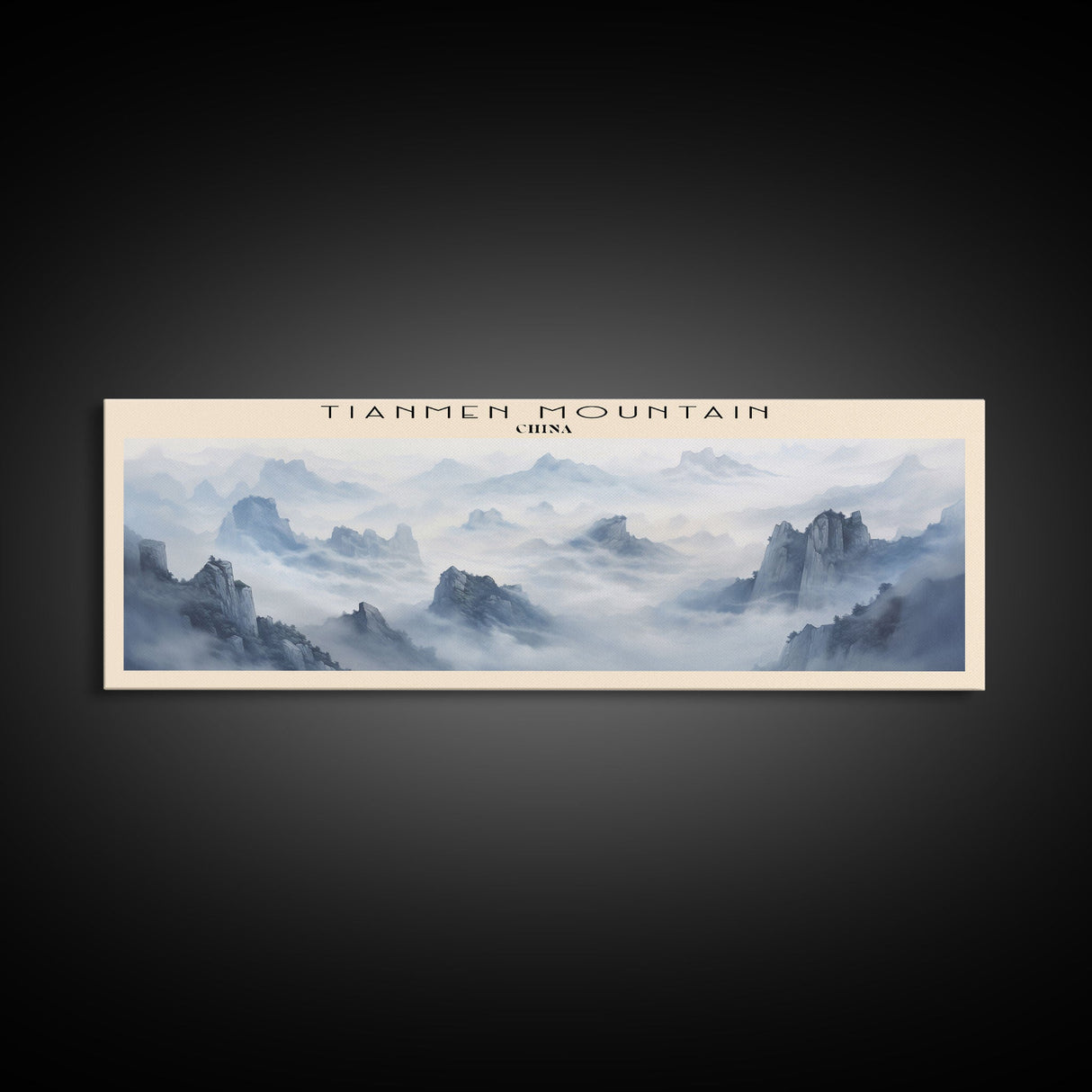 Tianmen Mountain Travel Poster Print, Framed Canvas Print, COUNTRY Travel Art, Wood Framed Art, Wall Hanging, Home Decor