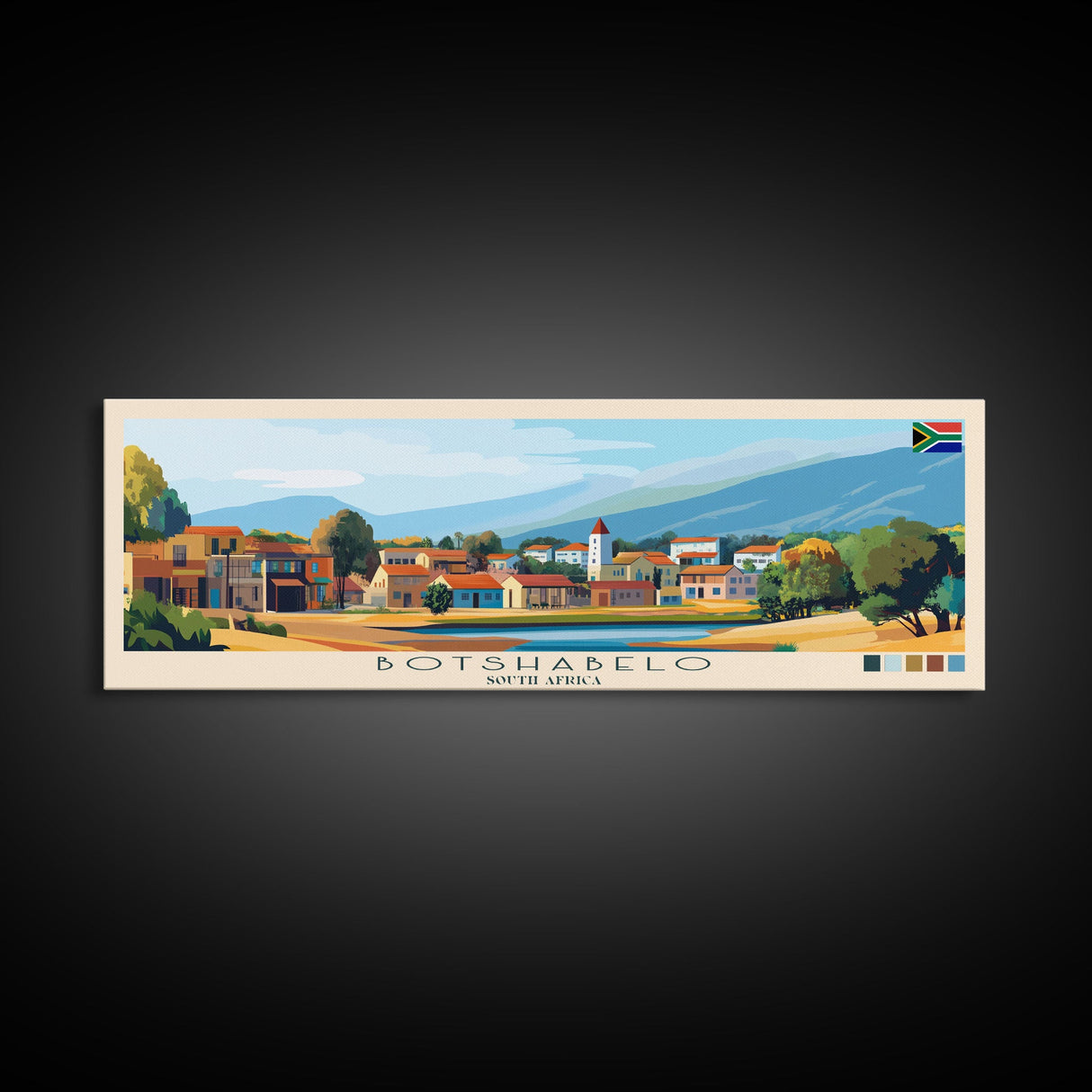 Botshabelo, South Africa Travel Poster Panoramic Canvas Print, Botshabelo, South Africa Painting, South Africa Art, Botshabelo Travel Art, Guest Room Painting