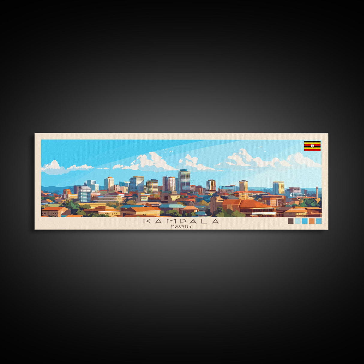 Kampala, Uganda Panoramic Travel Poster Canvas Print, Kampala, Uganda Painting, Uganda Art, Kampala Travel Art, Living Room Painting