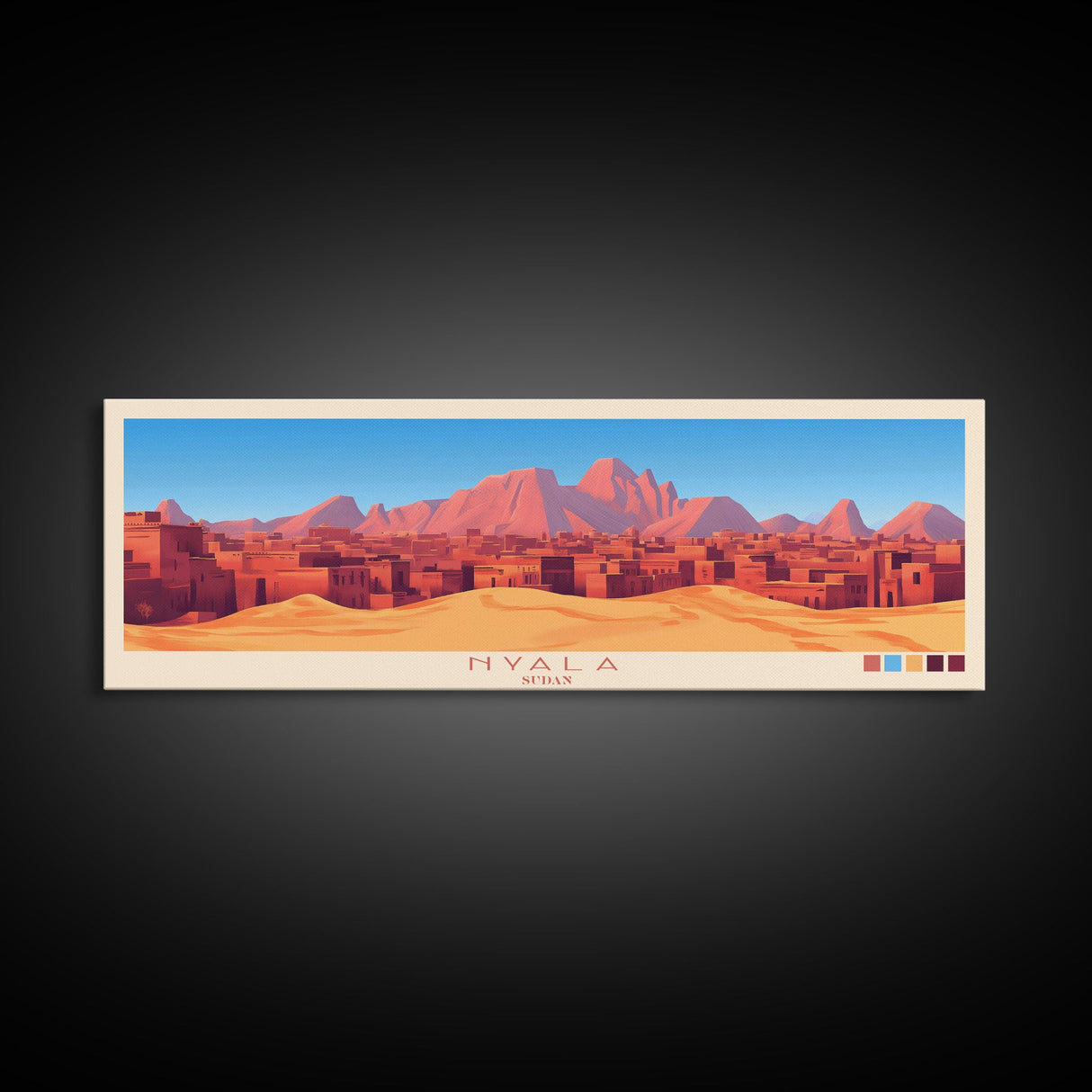Nyala, Sudan Travel Poster Panoramic Canvas Print, Nyala, Sudan Painting, Sudan Art, Nyala Travel Art, Guest Room Painting
