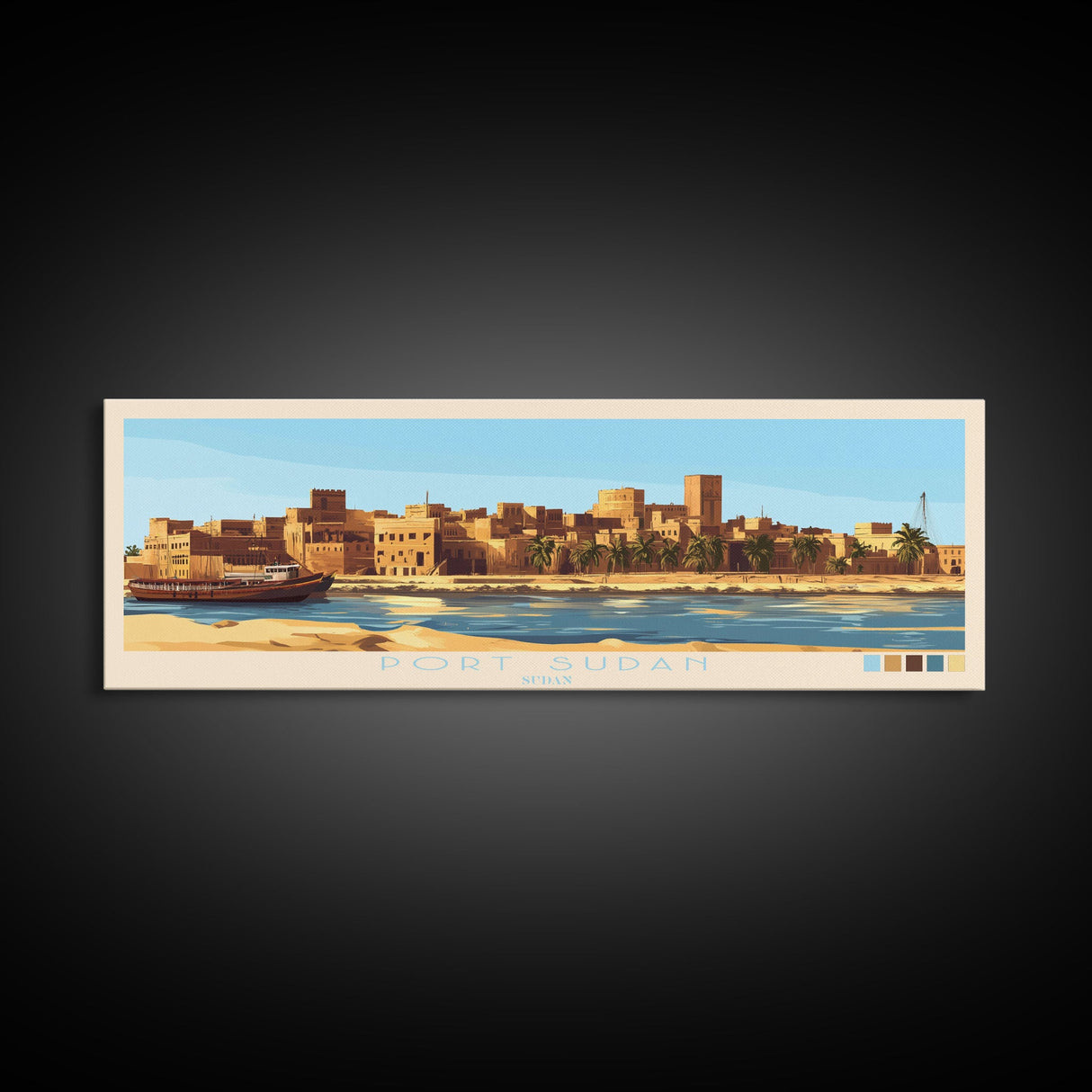 Portoviejo, Ecuador Travel Poster Panoramic Canvas Print, Portoviejo, Ecuador Painting, Ecuador Art, Portoviejo Travel Art, Guest Room Painting