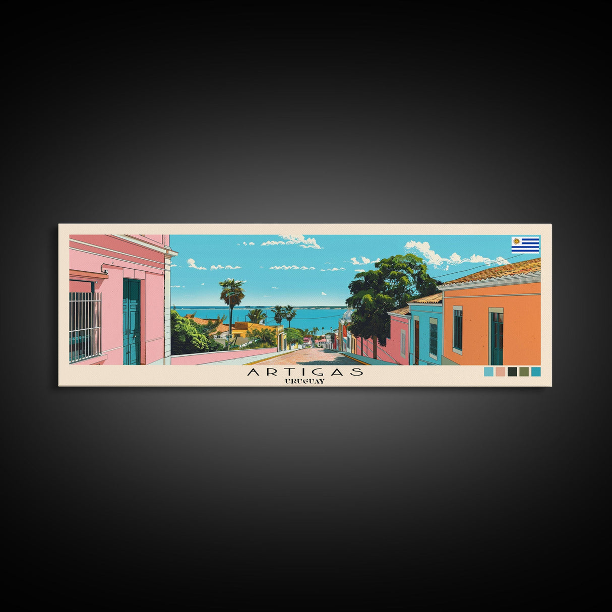 Artigas, Uruguay Panoramic Canvas Print, Artigas, Uruguay Painting, Uruguay Art, Artigas Travel Poster, Travel Art, Living Room Painting