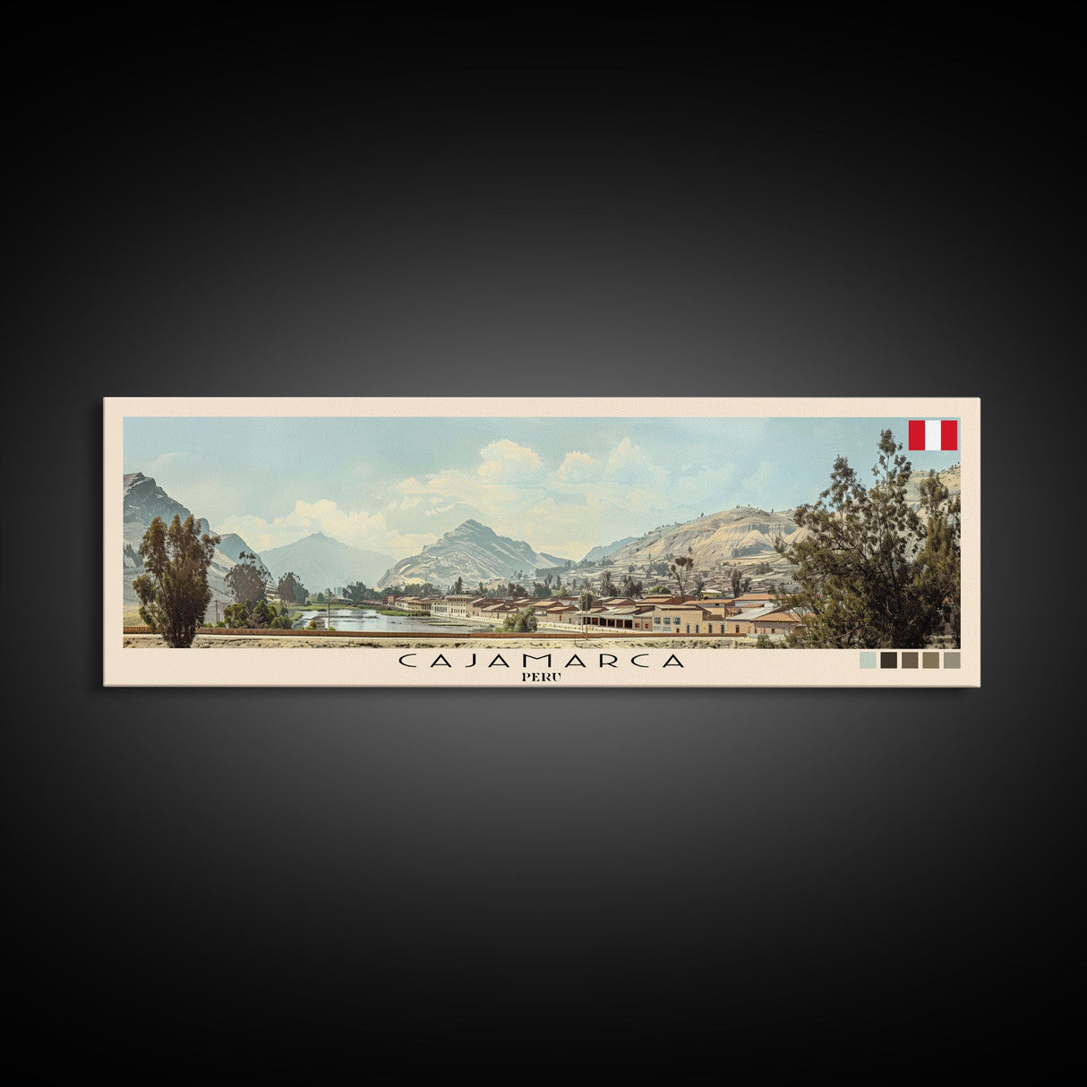 Cajamarca, Peru Panoramic Canvas Print, Cajamarca, Peru Painting, Peru Art, Cajamarca Travel Poster, Travel Art, Guest Room Painting