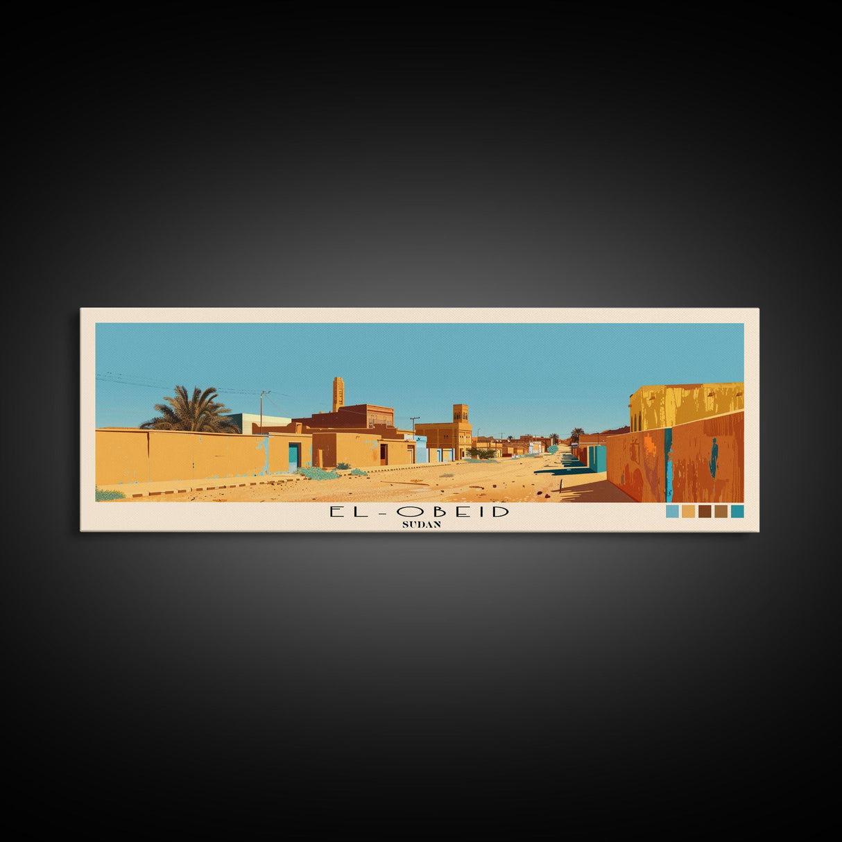 El-Obeid, Sudan Panoramic Canvas Print, El-Obeid, Sudan Painting, Sudan Art, El-Obeid Travel Poster, Travel Art, Vacation Gift