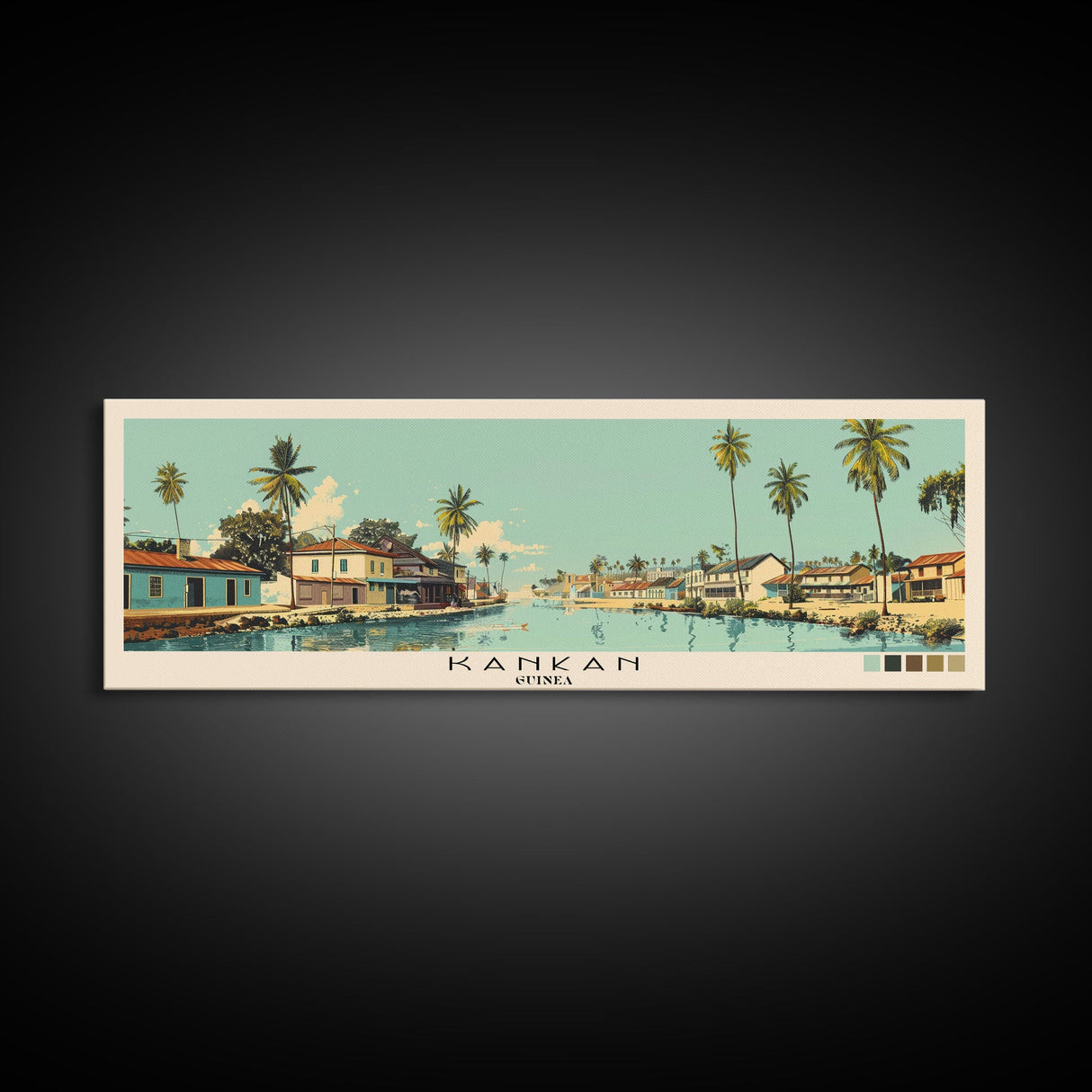 Kankan, Guinea Panoramic Canvas Print, Kankan, Guinea Painting, Guinea Art, Kankan Travel Poster, Travel Art, Guest Room Painting