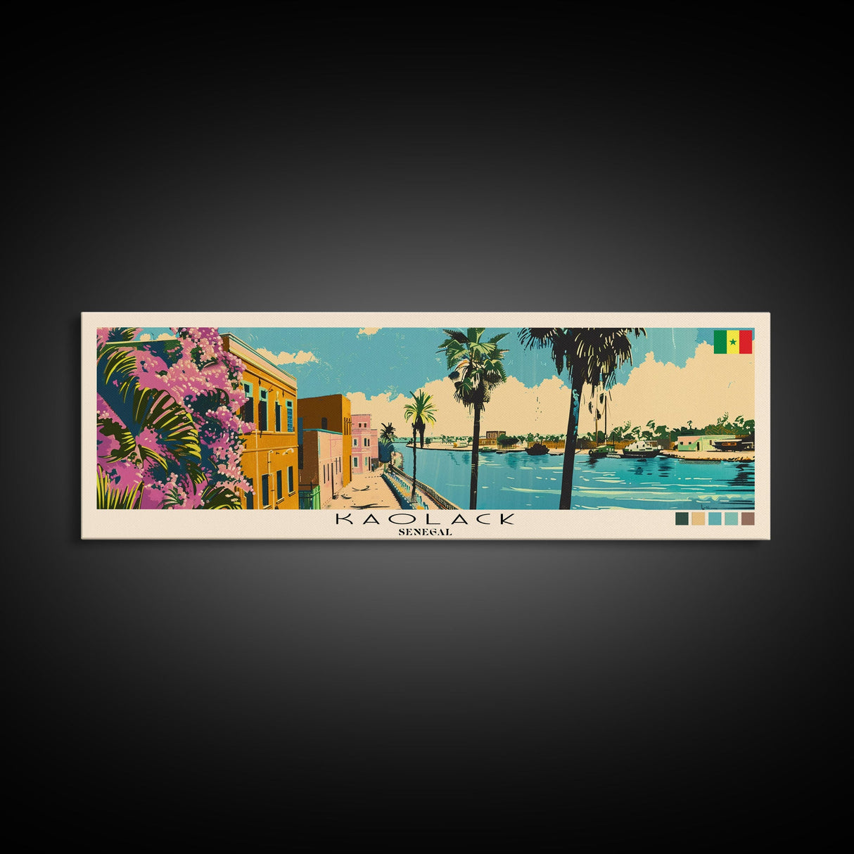 Kaolack, Senegal Panoramic Canvas Print, Kaolack, Senegal Painting, Senegal Art, Kaolack Travel Poster, Travel Art, Living Room Painting