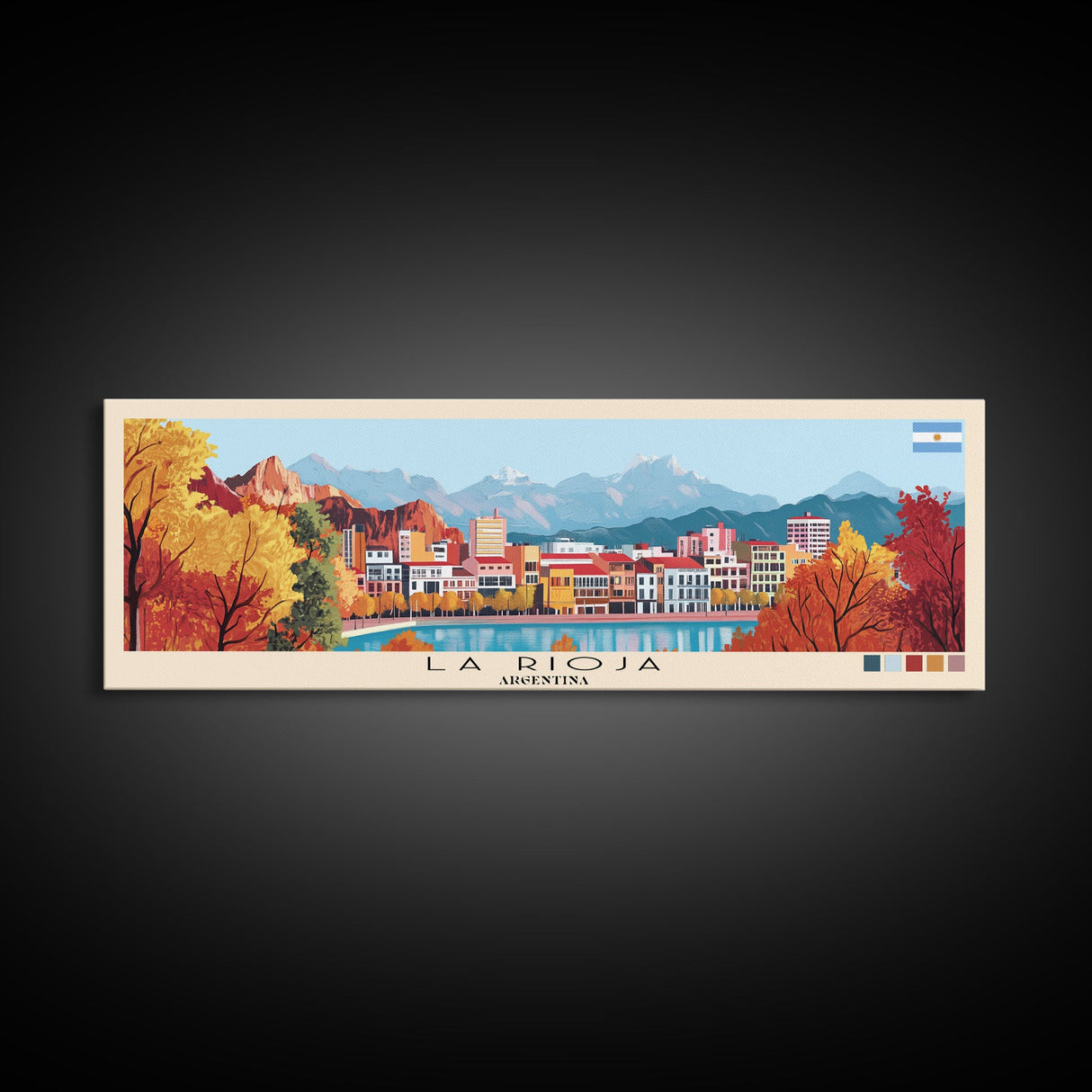 La Rioja, Argentina Panoramic Canvas Print, La Rioja, Argentina Painting, Argentina Art, La Rioja Travel Poster, Travel Art, Guest Room Painting