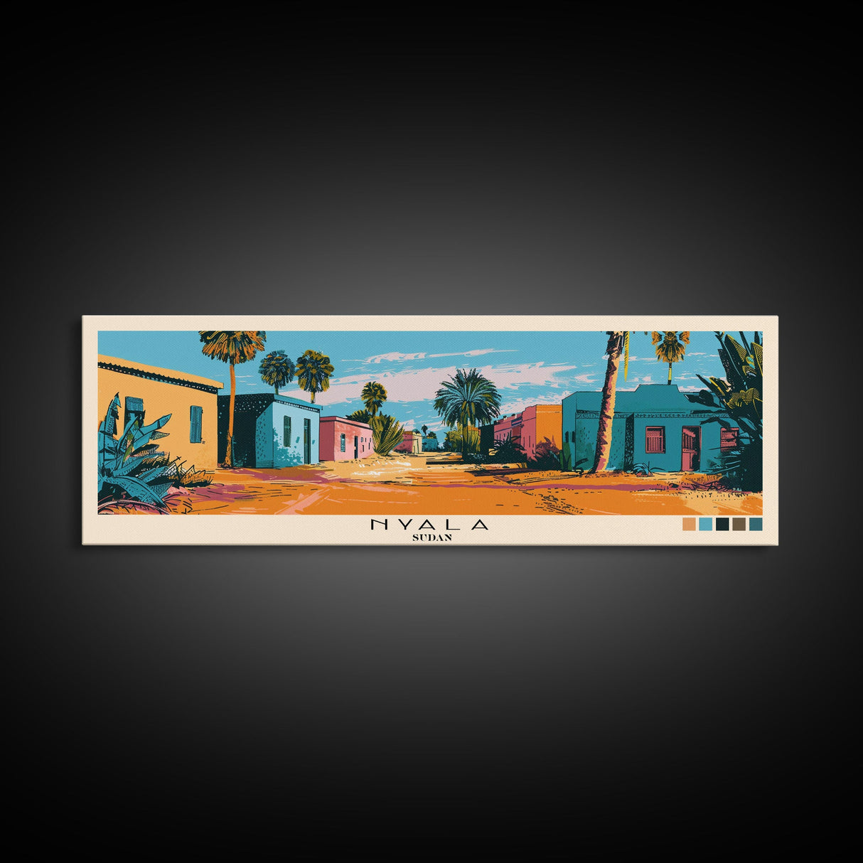 Nyala, Sudan Panoramic Canvas Print, Nyala, Sudan Painting, Sudan Art, Nyala Travel Poster, Travel Art, Guest Room Painting