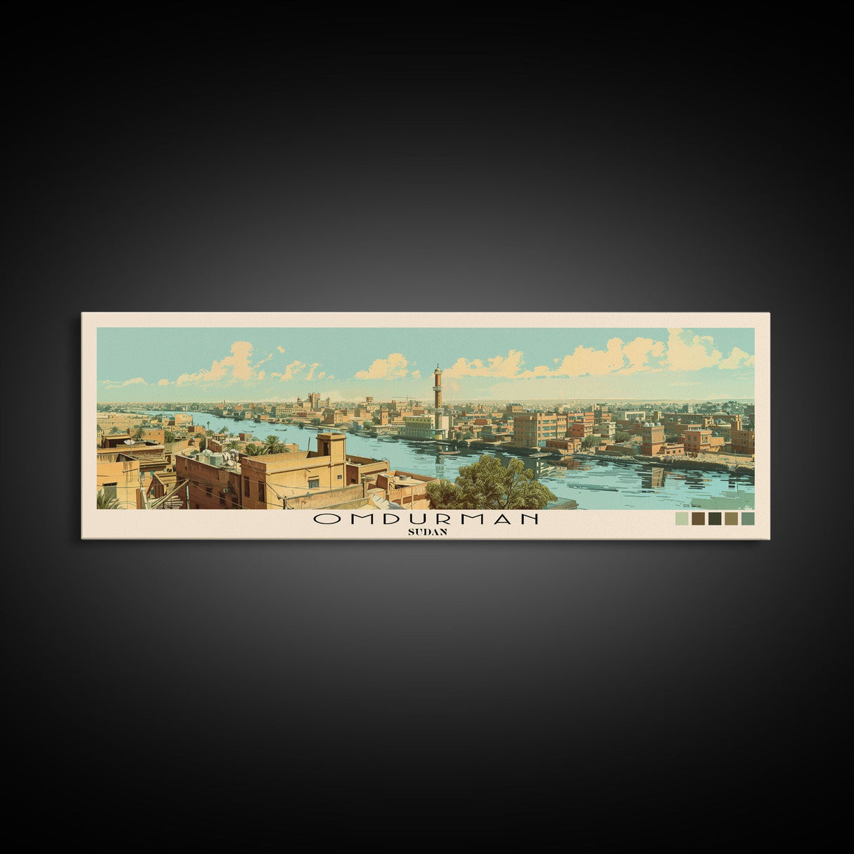 Omdurman, Sudan Panoramic Canvas Print, Omdurman, Sudan Painting, Sudan Art, Omdurman Travel Poster, Travel Art, Housewarming Gift