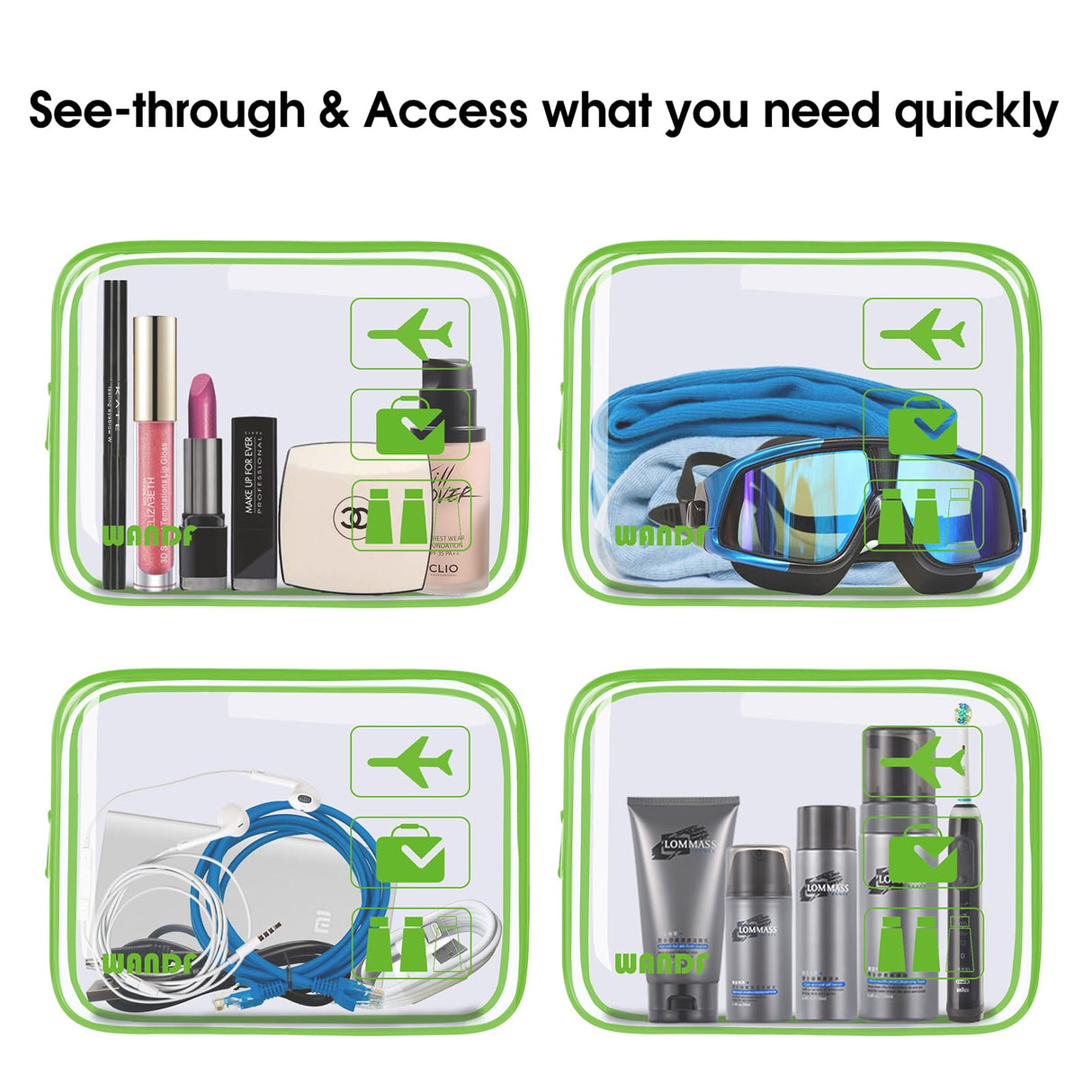 TSA Approved Clear Travel Toiletry Bag by WandF