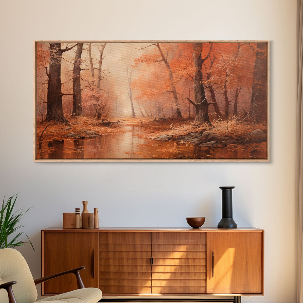 Orange Leaves In The Fall, Framed Canvas Print, Seasonal Decor, Fall Seasonal Art, Clearance Fall Decorations, Fall Wall Decor, Fall Decor