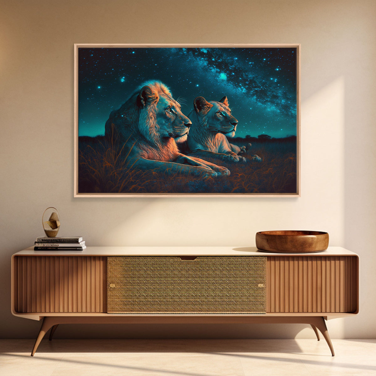 Boss Couple, Lion Art, Framed Canvas Print
