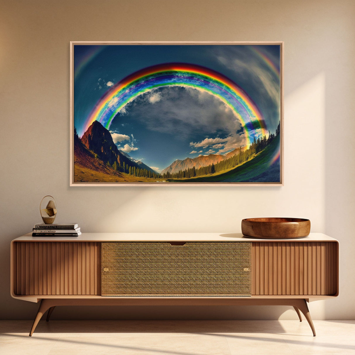 Fish-Eye Rainbow, Yellowstone, Framed Canvas Print, beautiful rainbow nature art