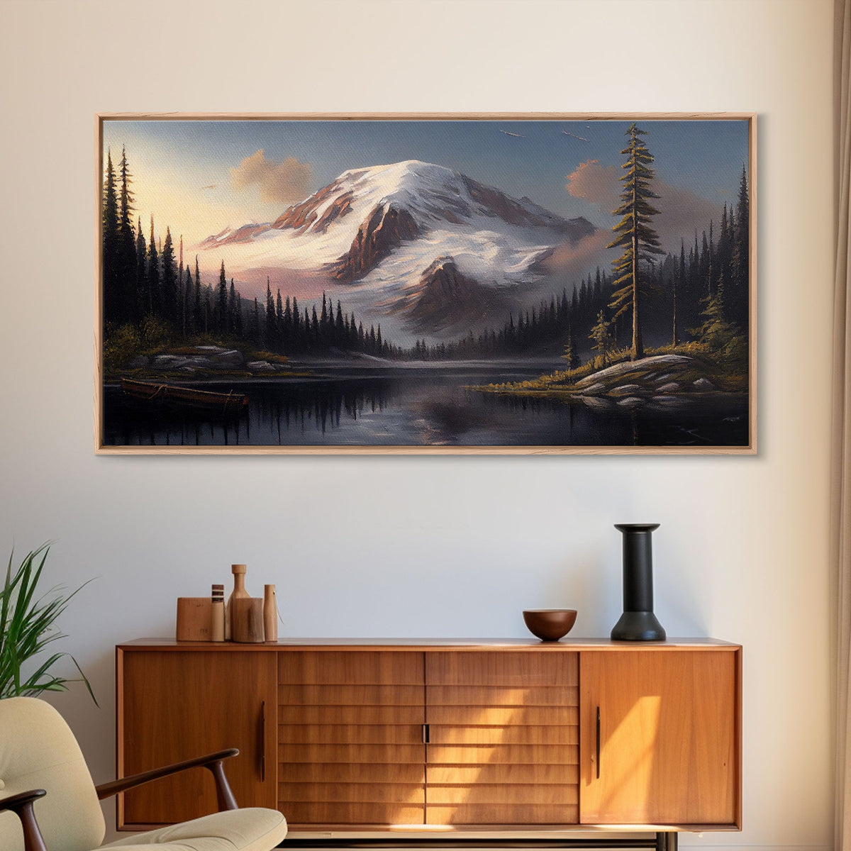 Mountain Canvas Print Wall Art, Mountain Landscape Painting, Mount Rainier, Washington Mountains, Travel Art, Watercolor Painting