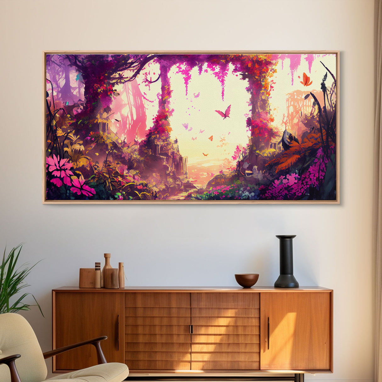 Pink Forest Art | Framed Canvas Print | Framed Art | Fantasy Decor | Magenta / Fuchsia Gift | Large Format Art