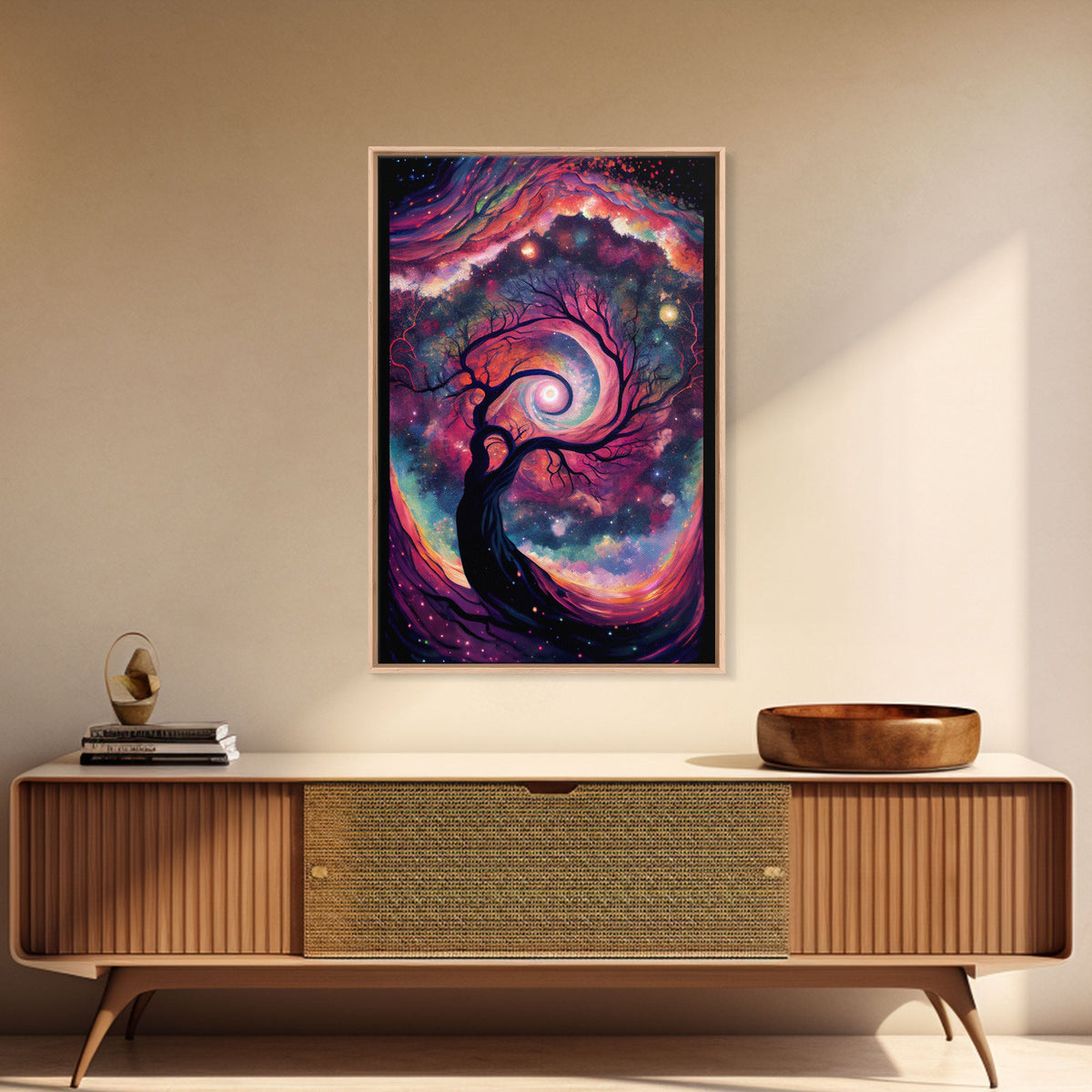 Whimsical and Mysterious Art, Framed Canvas Print, Wisteria Tree, Psychedelic / Trippy Painting