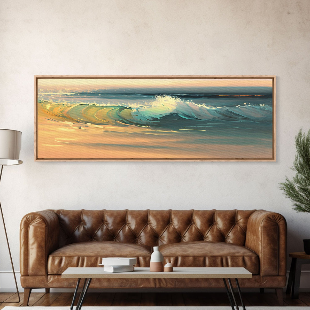Panoramic Ocean Beach canvas prints Sea landscape Nautical photo Coastal canvas print Sea wave canvas Extra large wall art Ready to hang