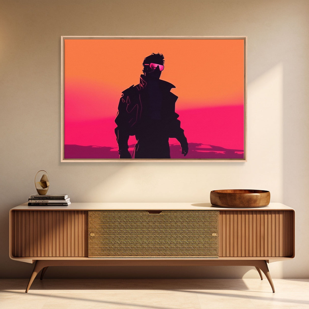 Punk Wall Art | Framed Canvas Print | Living room art | Outrun Style | Retro | Synthwave Style | Wonderful art | Warm colors | Black shadow