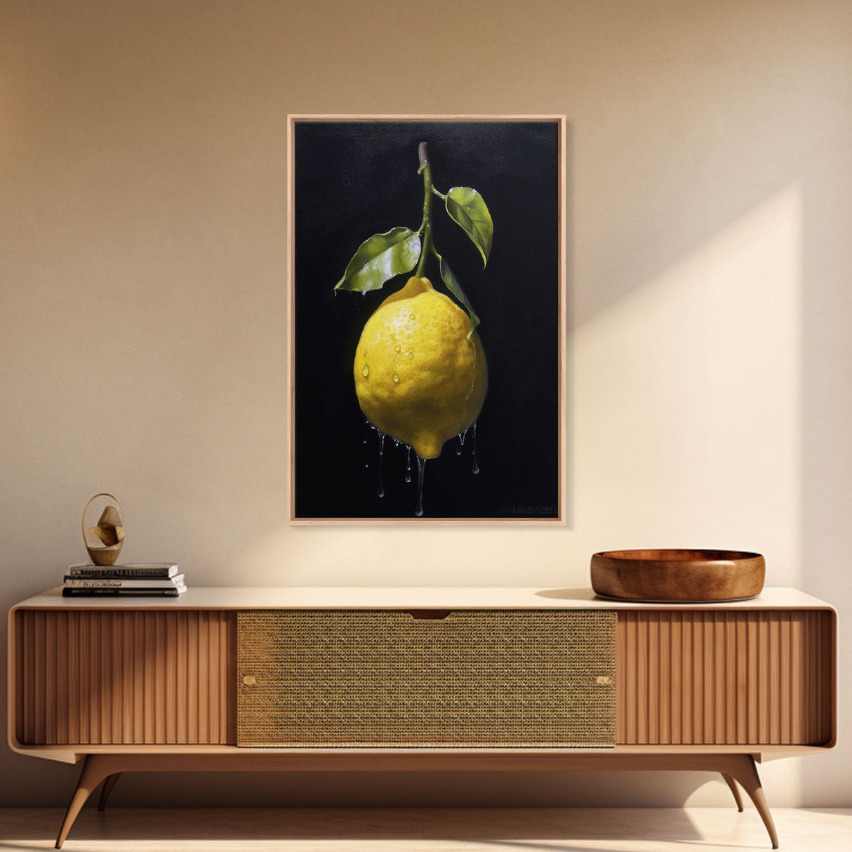 Lemon Wall Art, Food Wall Decor, Kitchen Wall Art, Fruit Art, Minimalist Wall Art, Wall Decor, Canvas Print, Wall Art, Framed Canvas