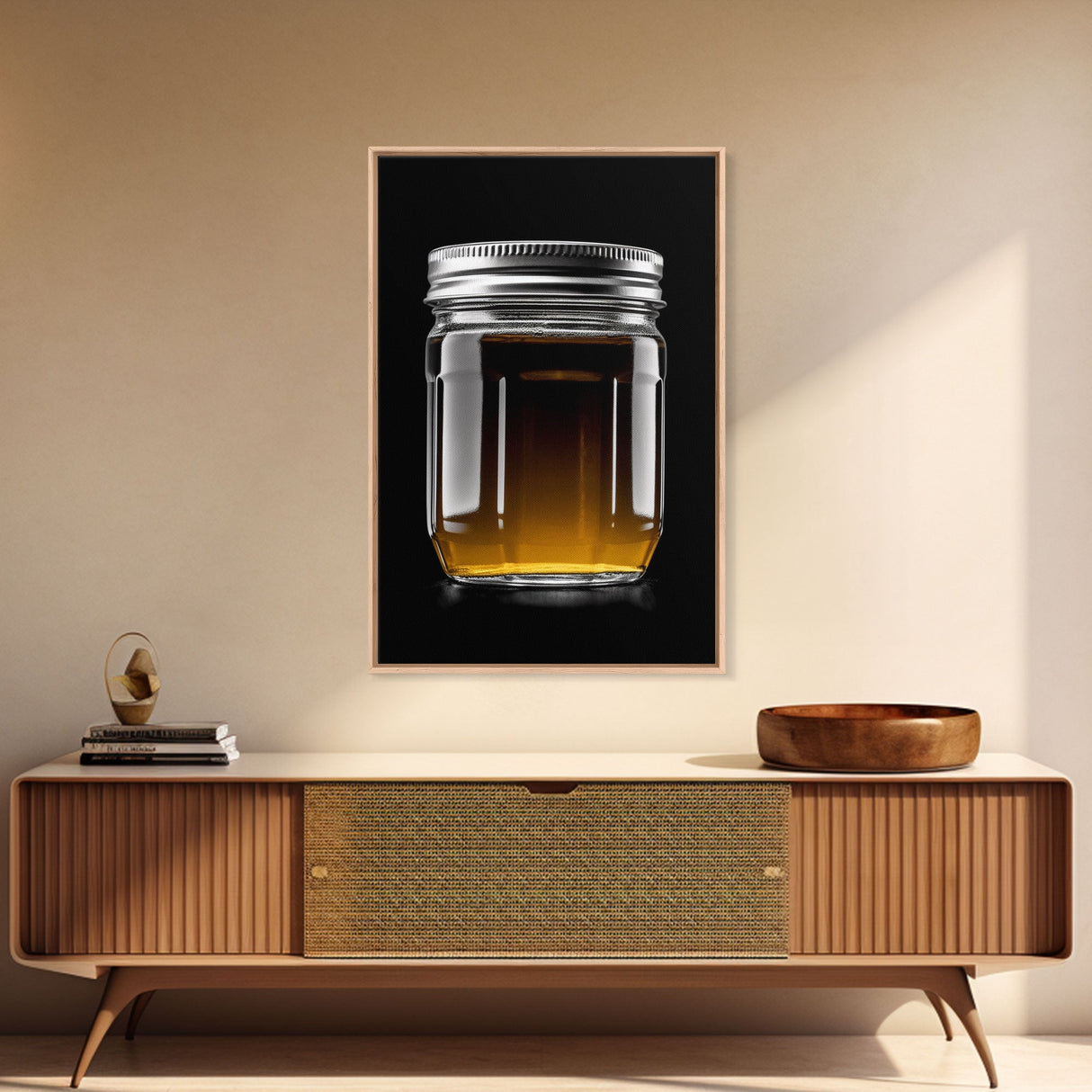 Mason Jar Wall Art, Kitchen Wall Decor, Jar Art, Minimalist Art, Wall Decor, Canvas Art, Wall Art, Framed Canvas Wall Decor
