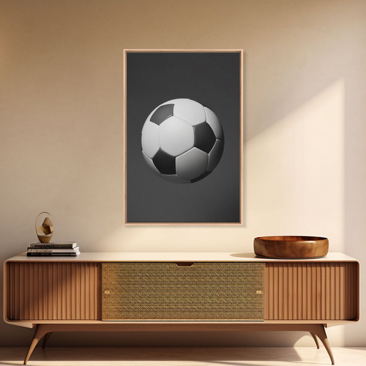 Soccer Ball Wall Art, Sports Wall Decor, Black And White Art, Minimalist Print, Wall Decor, Canvas Art, Wall Art, Framed Canvas Wall Art