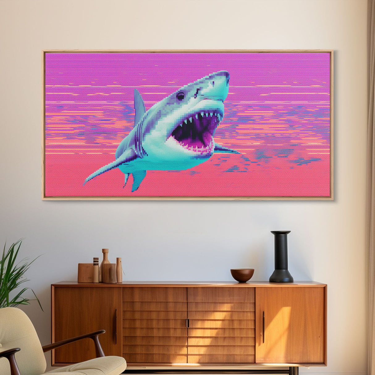 Shark Wall Art, Animal Wall Decor, Ocean Wall Art, Nature Wall Decor, Panoramic Wall Decor, Canvas Print, Wall Art, Framed Canvas Art