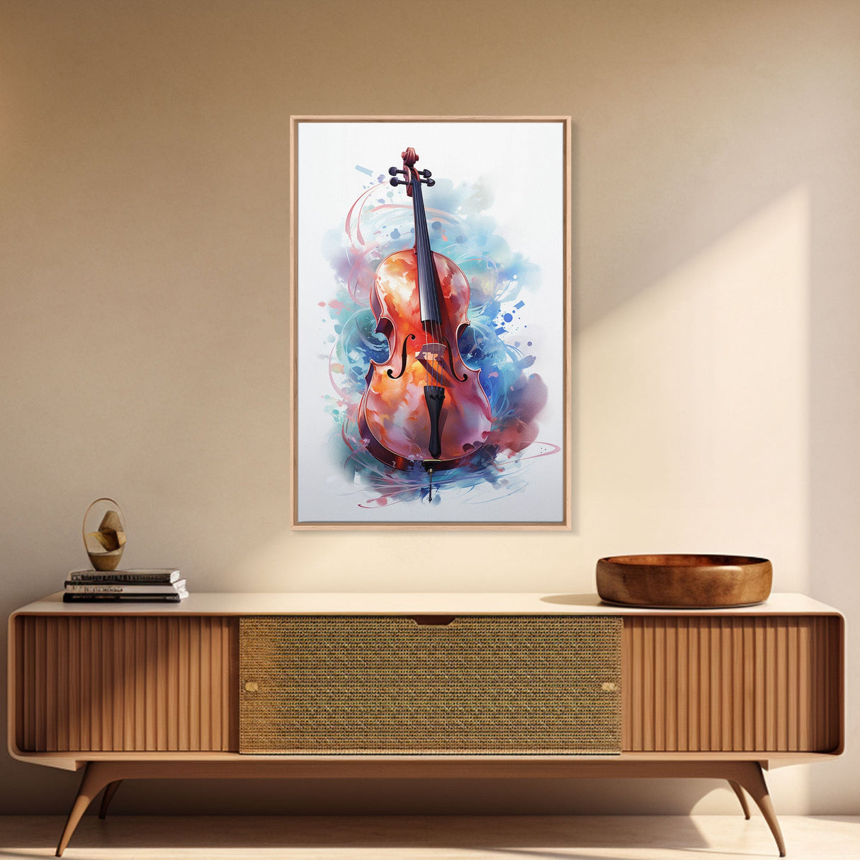 Galaxy Cello Studio Decor Gift, Banjo Wall Art Canvas Print, Stringed Instruments, Cello Art, Banjo Poster Print, Cello Gifts, Musical Art
