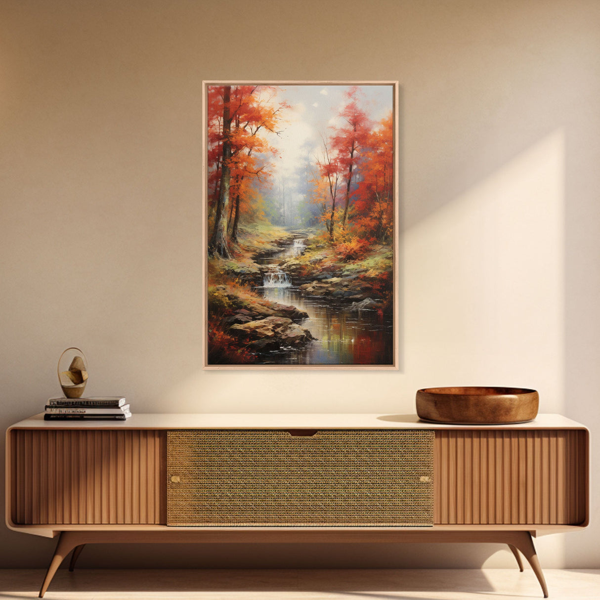 Stream, Forest Wall Art, Autumn Art Print, Canvas Print, Wall Art, Vertical Art, Nature Wall Art, Business Gift, Above Bed Art, Wall Decor