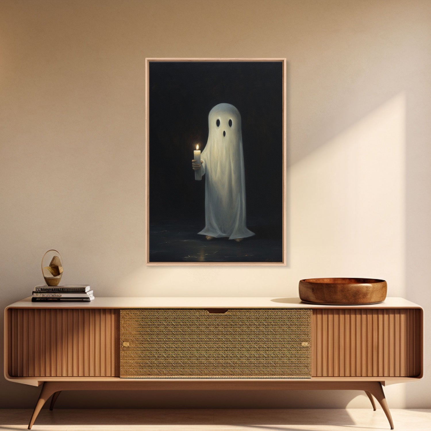 Ghost Holding A Candle Halloween Decor, Art Canvas Print, Spooky Ghost Wall Art, Fall Decor, Halloween wall decor, Funny Halloween Art