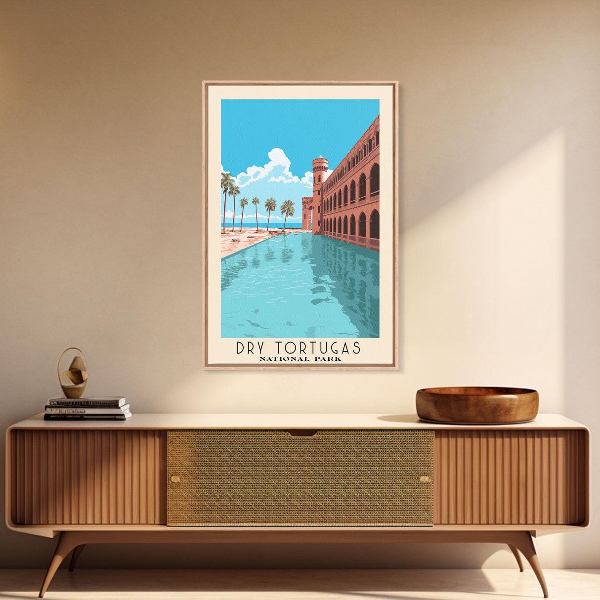 Dry Tortugas National Park Florida Travel Art, National Park Print, Minimalist Travel Art, Midcentury Modern Style Landscape Painting