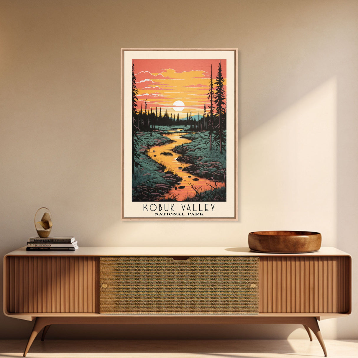 Kobuk Valley National Park Alaska Travel Art, National Park Print, Minimalist Travel Art, Midcentury Modern Style Landscape Painting
