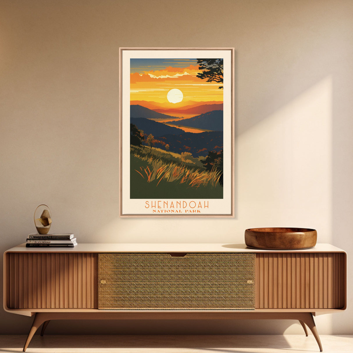 Shenandoah National Park Virginia Travel Art, National Park Print, Minimalist Travel Art, Midcentury Modern Style Landscape Painting