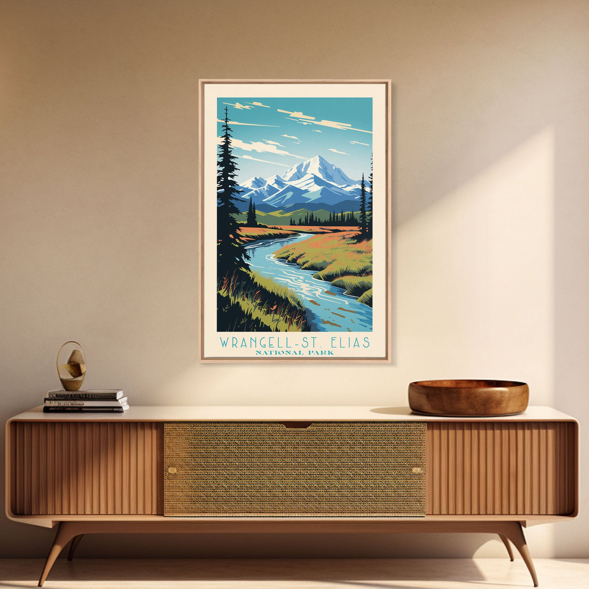 Wrangell St. Elias National Park, Alaska Travel Art, National Park Print, Minimalist Travel Art, Midcentury Modern Retro Style Landscape