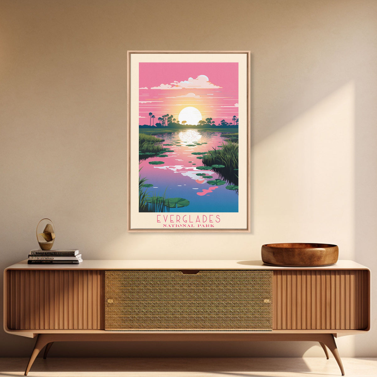 Everglades National Park Florida Travel Art, National Park Print, Minimalist Travel Art, Midcentury Modern Style Landscape Painting