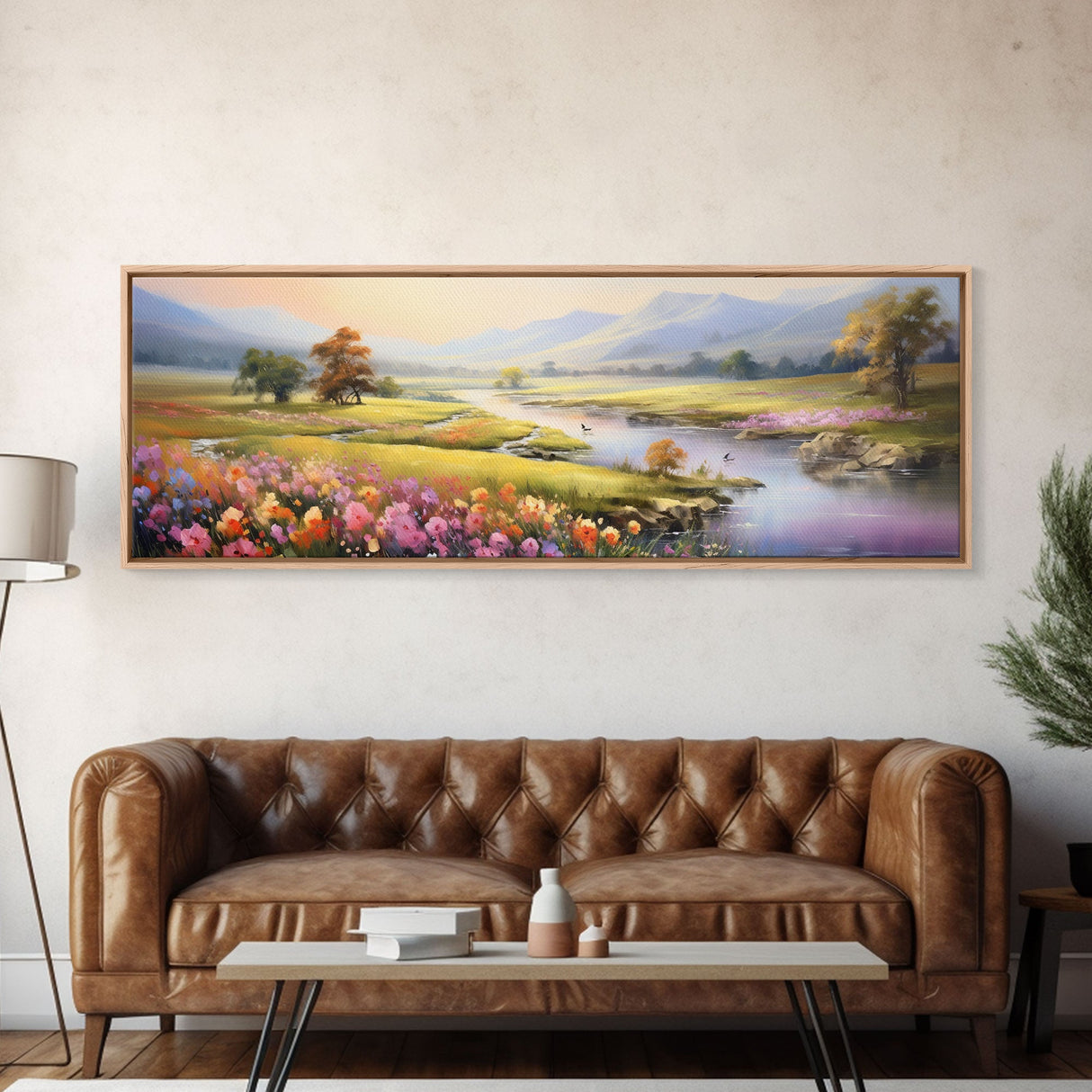 Panoramic Mountain and Forest Canvas Wall Art, Hill and Trees Canvas Wall Decor, Nature and Forest Decoration, Canvas Print Home Decor