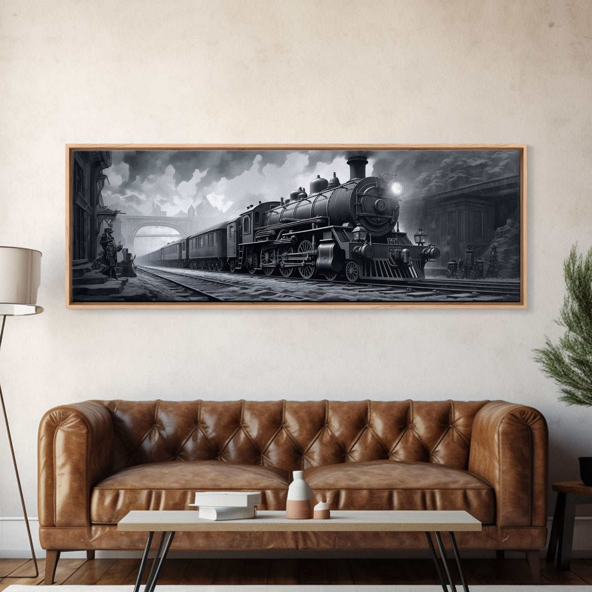 Steam Train Wall Art Framed Canvas Print, Framed Art, Train Decor, Conductor Art, Train Art, Train Gifts