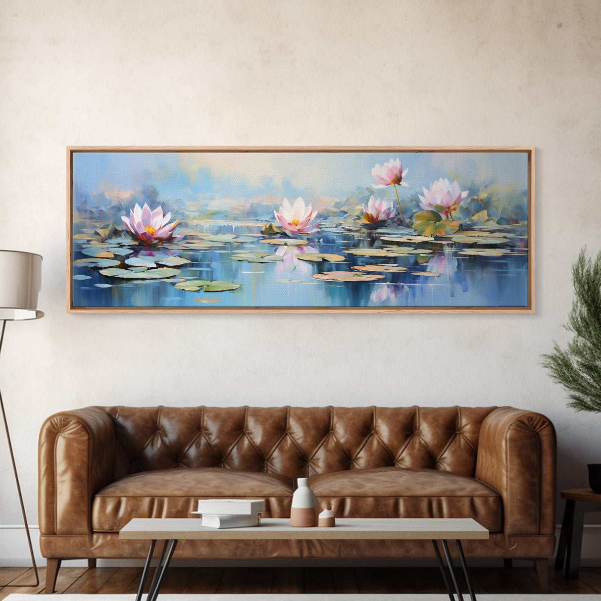 Water Lily Framed Canvas Print, Water Lily, Lily Pad Print, Lily Print, Wall Art, Wall Decor, Spa art, Tranquil Art, Water Lily Art