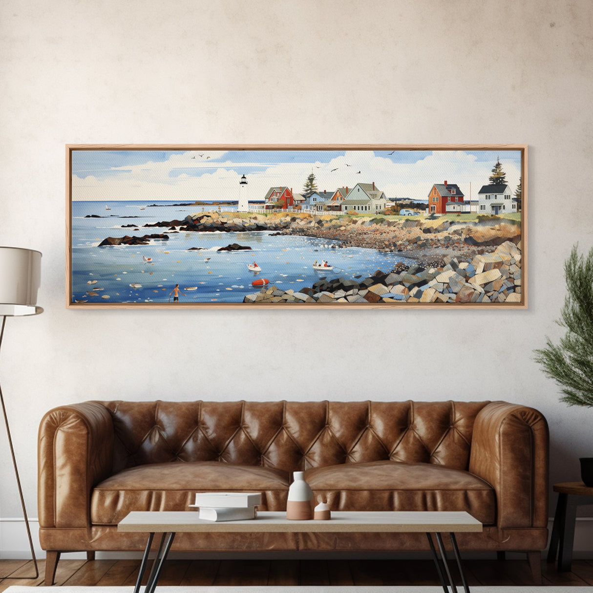 Maine Art Framed Canvas Print - Modern High-Quality Gicle Artwork, Eco Friendly and Durable - Framed Canvas Perfect for Gifts and Home Decor