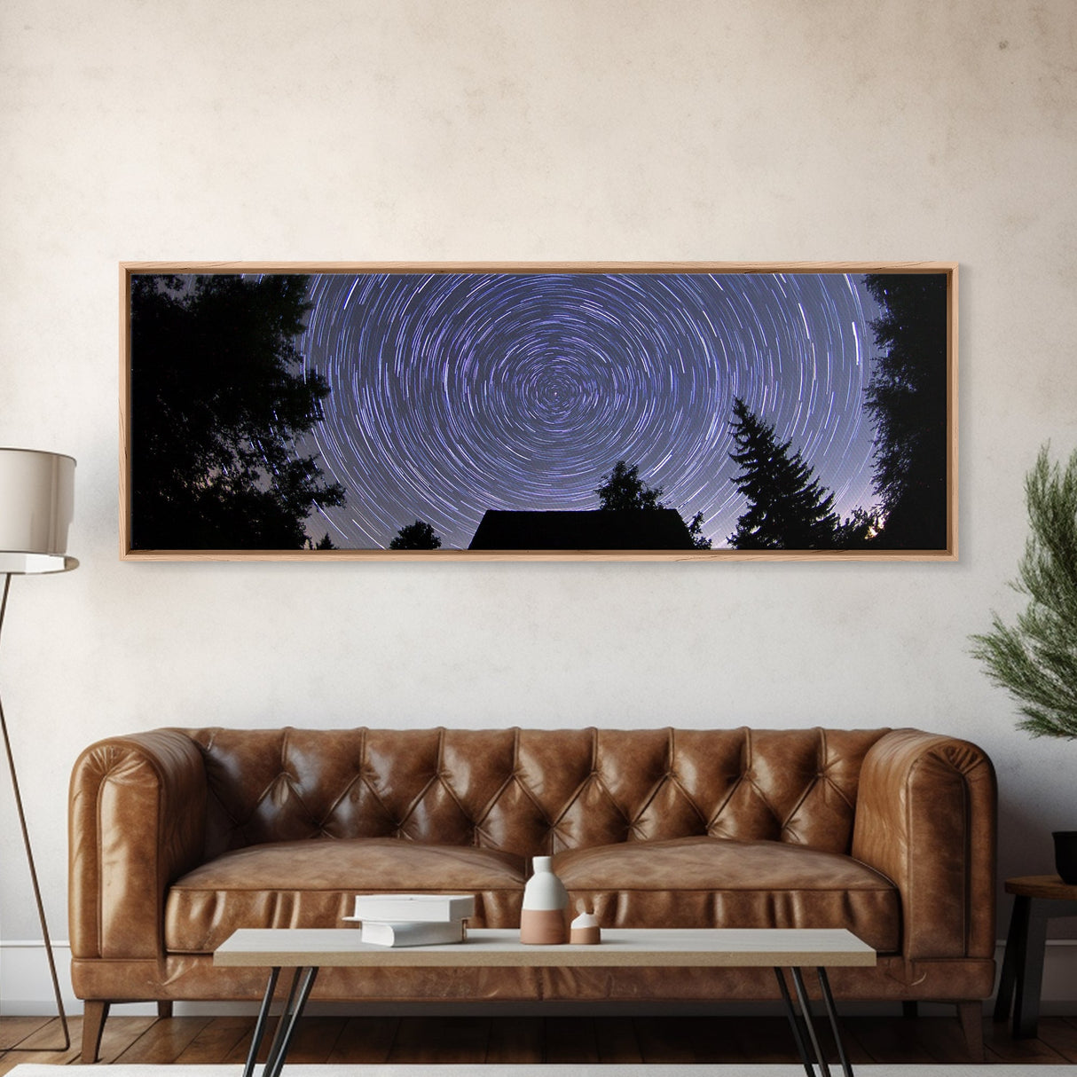 Huge Wall Art Time Lapse Photography Style Print, Panoramic Wall Art, Wood Framed Canvas, Farmhouse Decor, Unique Wall Art