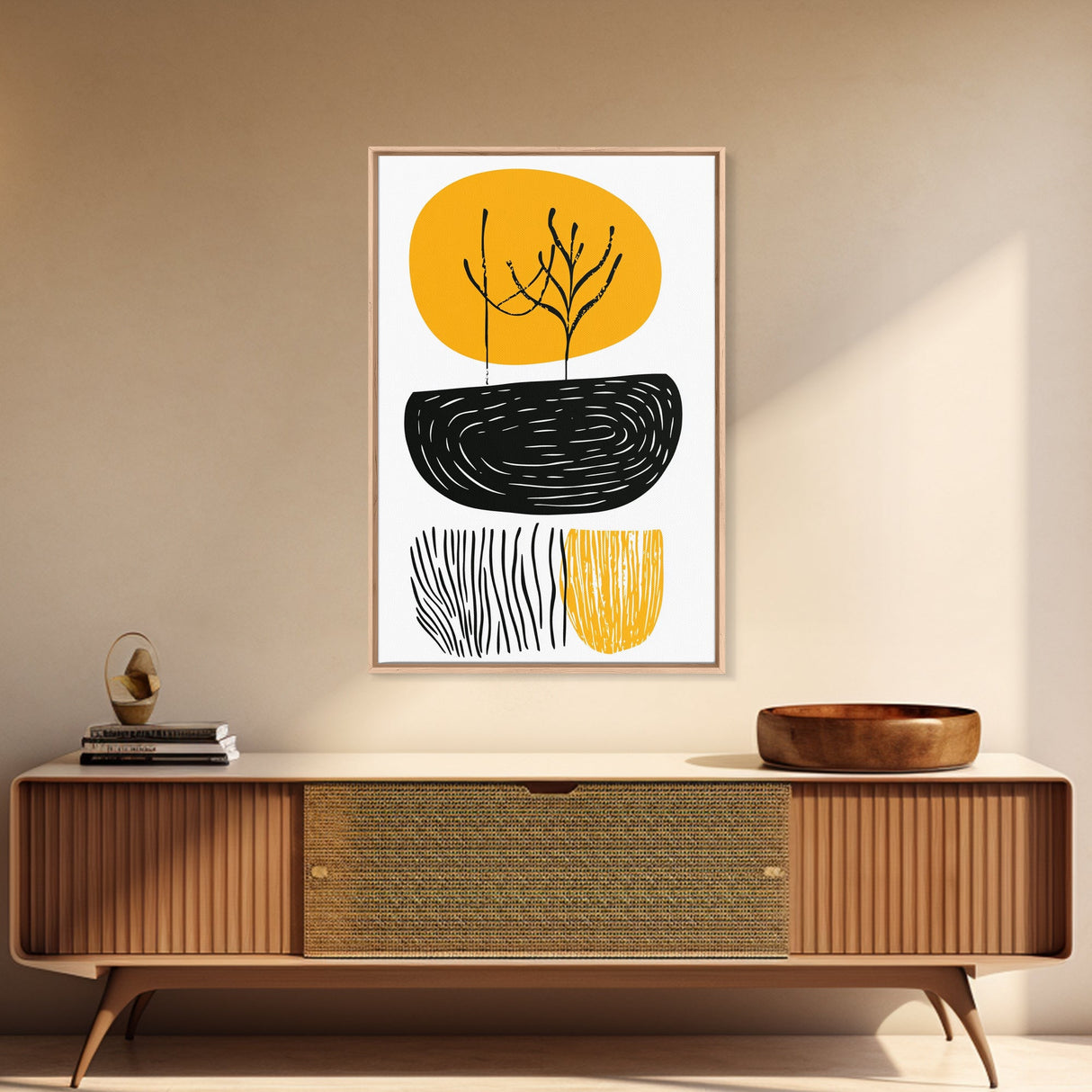 Mid Century Abstract Wall Art, Neutral Art, Gold and Black Wall Art, Boho Style Home Decor, Abstract Art, Modern Home Decor