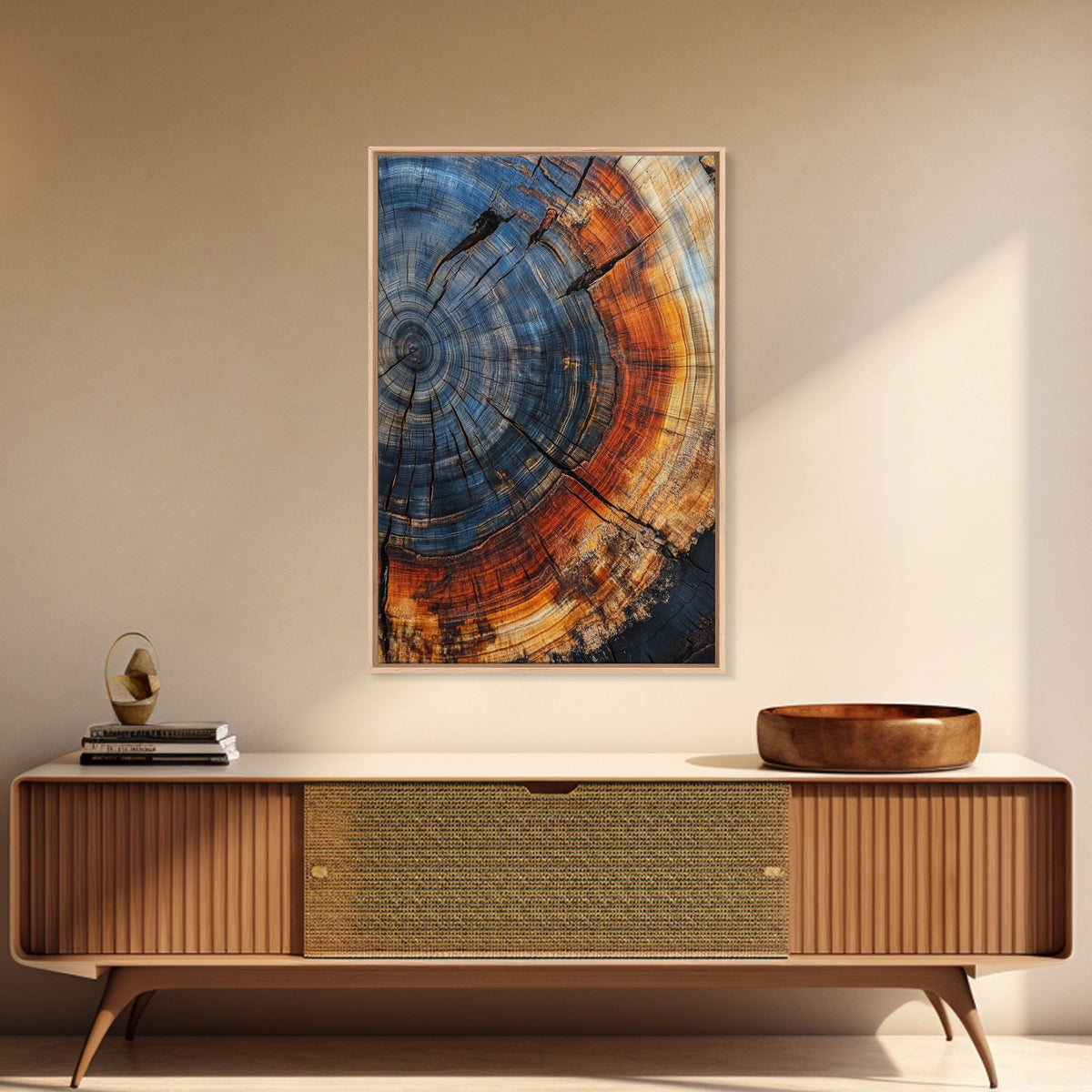 Tree Ring Framed Canvas Wall Art, Home Decor, Modern Farmhouse, Rustic and Eclectic, Kitsch Minimalist Home Decor, Living Room Wall Art