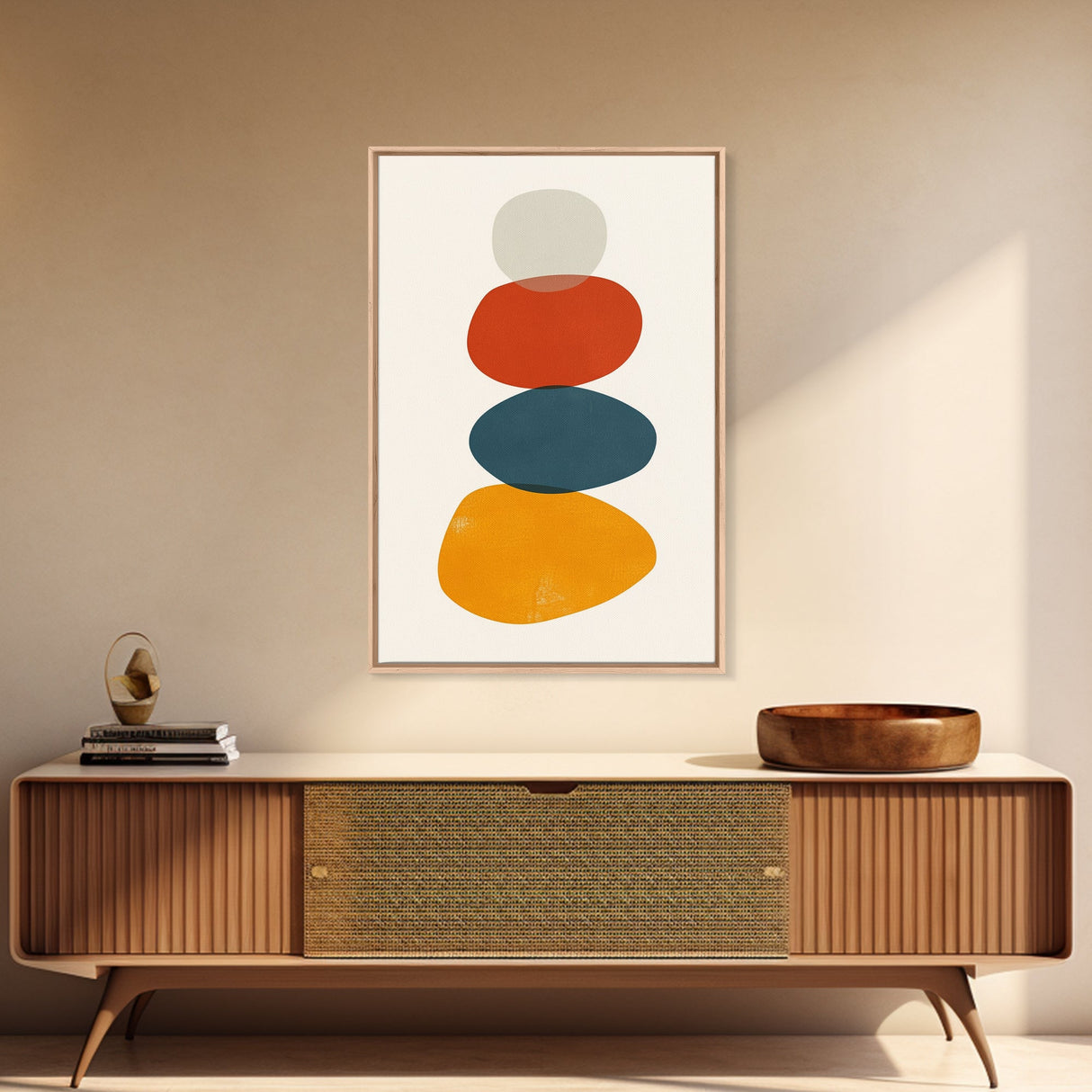 Watercolor Print Of A Cairn, Rock Stack Canvas Print, Mid Century Modern Art, Cairn Art, White Background Boho Living Room Decor