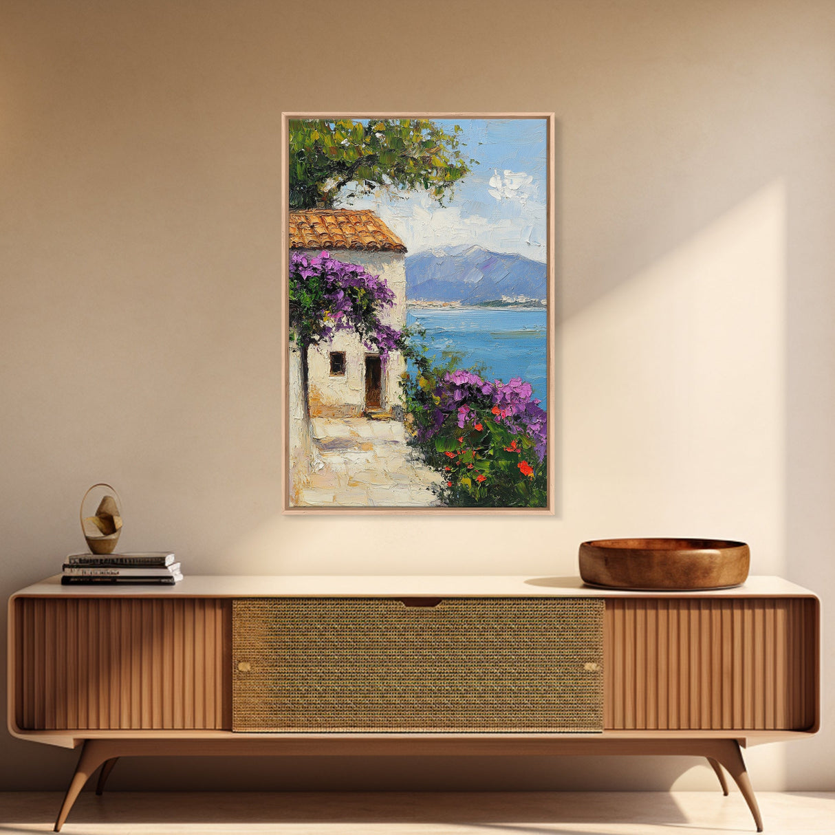 Italian Villa Art - Italy Print - Canvas Print - Gift For Italian, Italy Decor Vacation Gift Idea, Boho Modrn Art, Italy Themed Gift