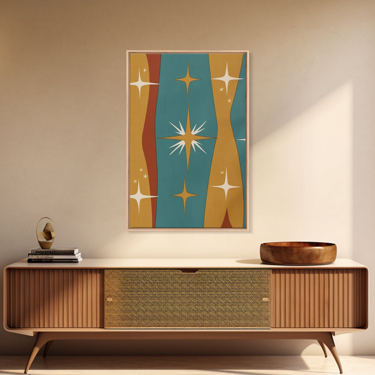 Star Burst - Atomic Age Art - Framed Canvas Print