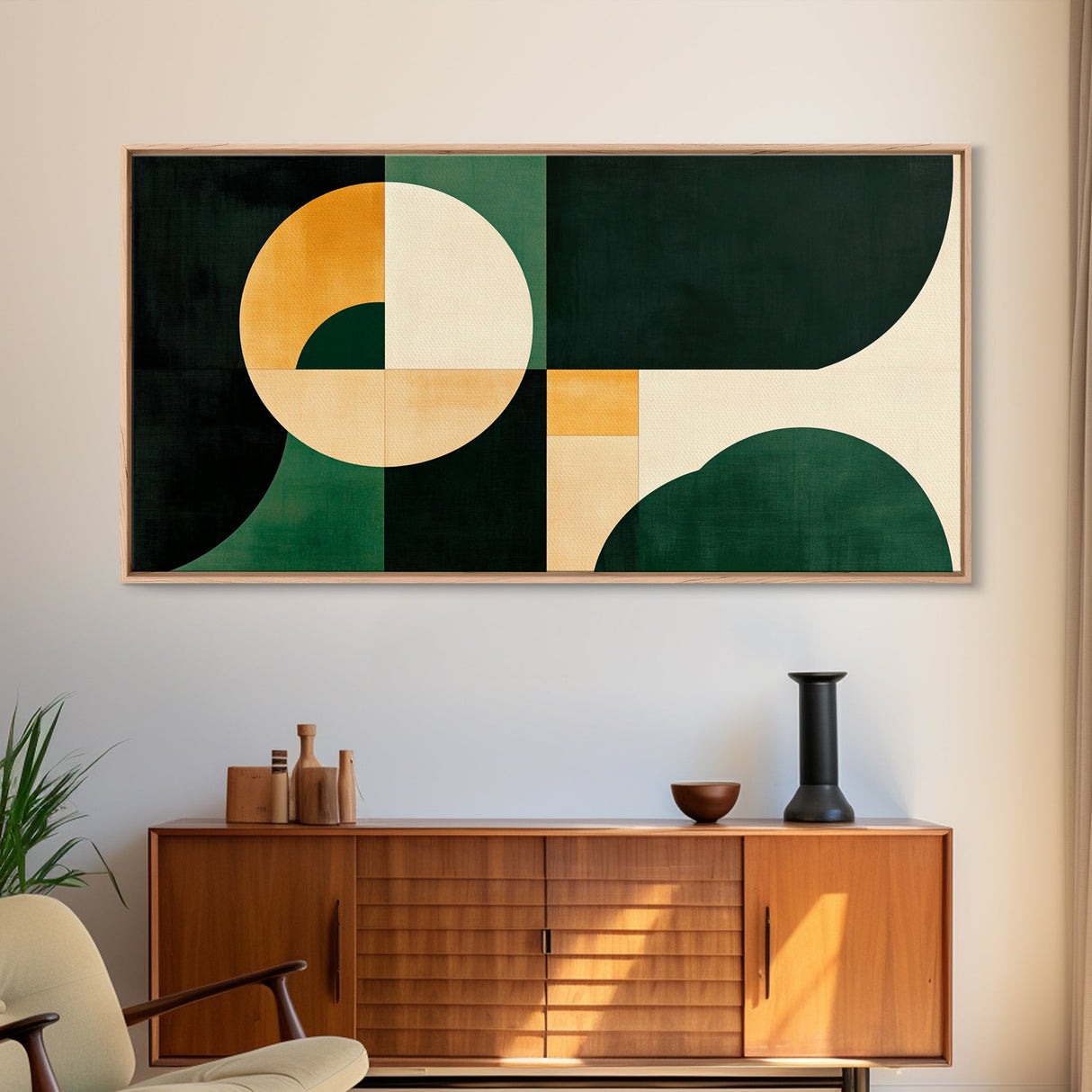 Geometric Abstract Mid Century Modern Wall Art Framed Canvas Print, Modern Wall Art, Abstract Wall Art, Large Abstract Art