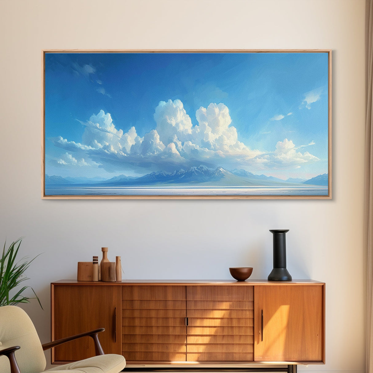 The Salt Flats, Framed Canvas Print, Panoramic Oil Painting Print, Beautiful Home Decor, Living Room Wall Art