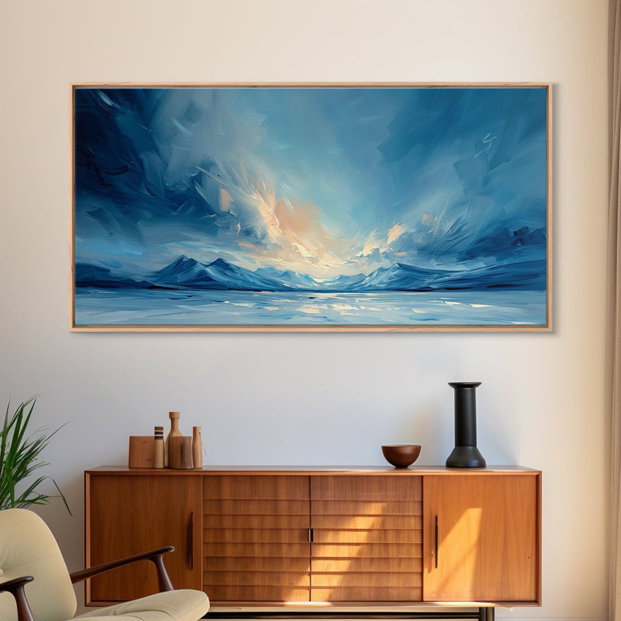 The Arctic - Framed Canvas Print - Wood Framed Wall Art - Landscape Oil Painting - Minimalist Landscape Wall Art